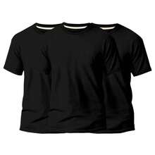 KIT 3 Basic Plain Men's T-Shirts 100% Cotton 30.1 - 黑色+黑色+黑色 - 查看 1