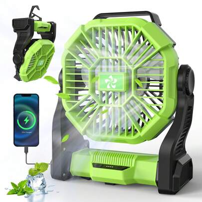Portable Camping Tent Fan With LED Light & 10400mAh Rechargeable Battery – Quiet Outdoor Fan And Power Bank For Travel, Hiking, Home, Desk, And Sleeping,Travel Essentials Hand Held Fan,Portable Fans