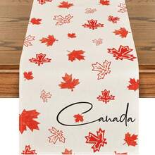 Caminho de mesa com folhas de bordo para o Dia do Canadá, decoração de mesa de jantar e cozinha para festas em casa