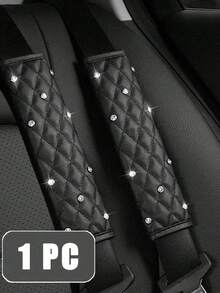 Car Seat Belts, Shoulder Protectors, Car Shoulder Protectors, Crown Studded Diamond Car Seat Belts - Black - View 2