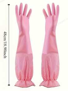 2pcs/Set Long And Thermal Lined Warm Household Cleaning Gloves, Waterproof Kitchen Dishwashing Gloves, Laundry Gloves, Cleaning Supplies