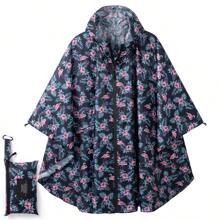 Women's Waterproof Hooded Rain Poncho-Plaid Pattern,Sportwear With Pockets & Zip Closure