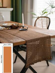 1 pieza Camino de mesa estilo vintage americano, unicolor caqui tejido con borlas naturales, rectangular para mesa de café, soporte de TV, fiesta, cumpleaños, decoración de mesa de comedor, para todas las estaciones, decoración de otoño, decoración de la habitación