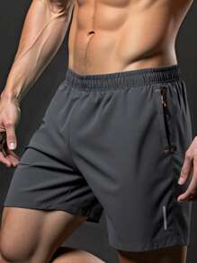 1 pieza Pantalones cortos deportivos para hombre para primavera/verano, pantalones cortos casuales de entrenamiento para correr y hacer fitness, sueltos, transpirables, ligeros y de secado rápido, con rayas reflectantes y estampado, ideales para entrenamientos de verano