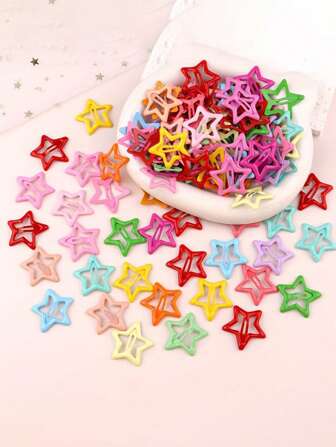 20 piezas/paquete Pasadores de pelo con forma de estrella de colores, lindos accesorios para el cabello para bebés y niños