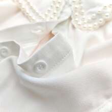1pc Women's Classic Chiffon Detachable Collar With Double Row Pearl Beading, Elegant Premium Quality Versatile Accessory