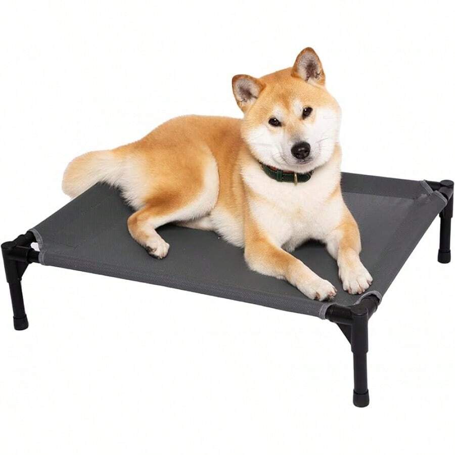 Elevated Outdoor Dog Bed - Raised Cot Large Dogs, Heavy Duty Pet Cots Waterproof, Cooling, Washable Breathable Teslin Mesh, Durable, Non Slip, 42 Inches, - Grey - View 1