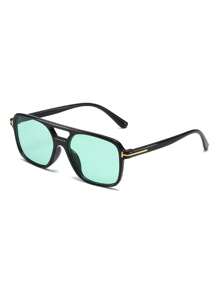 1PC Double-Beam T-Shaped Design Elegant Fashion Unisex Sunglasses Casual Travel Portable Beach Sunglasses Suitable For Birthday Parties, Outdoor Travel, Sports, Cycling, Driving, Fishing, Family Gatherings, Golf, Vacation Casual Sunglasses