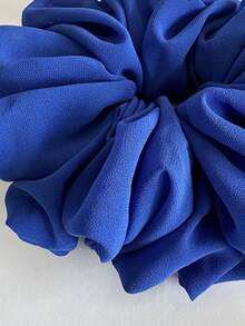 1pc Extra Large Blue Chiffon Hair Scrunchie, Suitable Women Daily Hair Accessory Scrunchies Hair Ties Scrunchy Hair Ties, Casual ,Head Piece - Blue - View 5