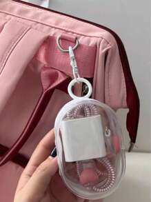 2pcs Transparent Storage Bag Key Ring Data Cable Coin Organiser Thickened Transparent Wallet Key Ring Car Keychain Jewellery Gifts, Back To School Season