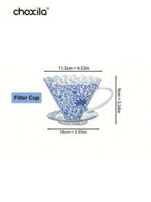 choxila 1 Stück 400ml (13,5 Unzen) Kaffeekocher mit blau-weißem Porzellanmuster, Kaffeetopf und Kaffeefilter mit Spitzenmuster, Glas-Kaffee-Kocher und Kaffee-Dripper, hitzebeständiges Glas Kaffee Geschenkset für den Haushalt