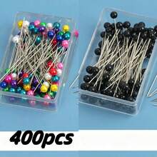 100/200/400 件白色圆形珍珠头针、围巾别针、头巾夹，适用于服装制作、珠宝 DIY、工艺装饰和缝纫 - 彩色 - 查看 12