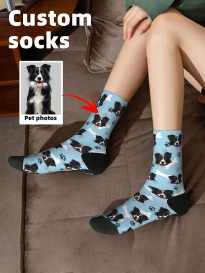 Customized Pet Face Socks With Image, Personalized Smiling Face Photo Socks, Funny Socks With Face, Amusing Pet Socks As Gag Gift, Christmas Gift