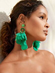 Pendientes hechos a mano con cuentas, pendientes con borlas florales exagerados para mujeres, pendientes vintage de declaración, joyería de alta gama para fiestas y citas, diseño INS único