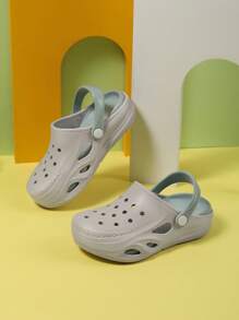 Kids Breathable Comfortable Slip-On Sandals, Casual Home Slippers, Color Block Fashion Versatile, Boys/Girls Beach/Outdoor Shoes