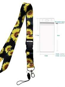 Sunflower ID Badge Holder With Retractable Lanyard - Durable Clasp And Metal Key Ring School Supplies, Back To School