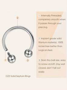 Milacolato 16g Septum Rings For Women Men | Implant Grade G23 Titanium Septum Ring | Internally Threaded Horseshoe Circular Barbell Piercing Jewelry For Nose Lip Tragus Eyebrow Helix Daith | 2pcs - Nhiều màu - Xem 5