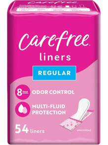 Carefree Panty Liners For Women, Regular, Wrapped, Unscented, 54ct |   Pantiliners, Carefree Liners, Daily Liners For Women, Light Periods And Leaks, 8-Hour Odor Control |   54ct (Packaging May Vary)