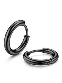 Milacolato G23 Solid Titanium Hoop Earrings Implant Grade Hypollergenic Small Huggie Hoop Earrings Hinged Sleeper Cartilage Earrings For Women Men Silver Gold Black 8mm 10mm 12mm - 多色 - 查看 1