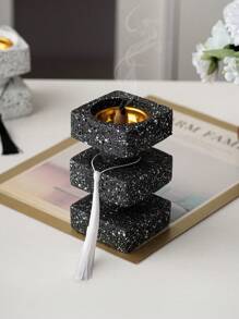 1 Peça Queimador de Incenso Quadrado de Resina para Mão, Textura Pontilhada, Preto e Branco, Estilo Moderno Minimalista, Suporte de Incenso para Hotel, Casa, Escritório, Sala de Estar, Decoração de Feriado