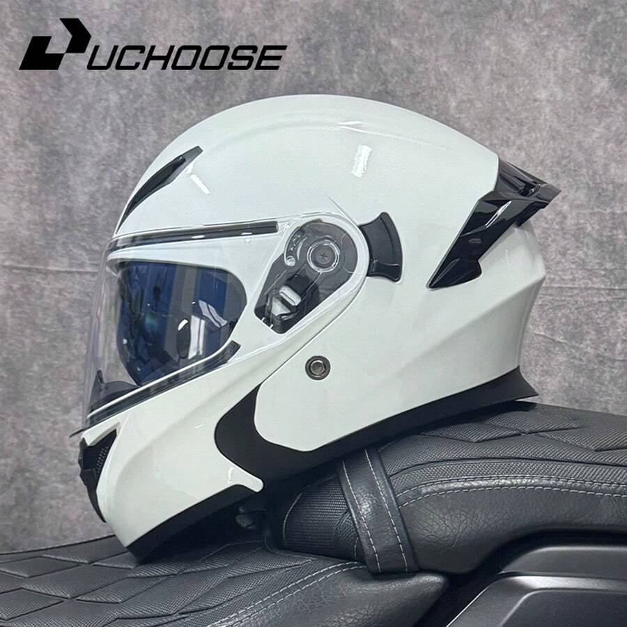 High Quality DOT Motorcycle Helmet Four Seasons Motocross Racing Modular Flip Up Casco Moto Men Women Off Road Helmet Unmasked - 珍珠白-透明鏡 - 查看 1