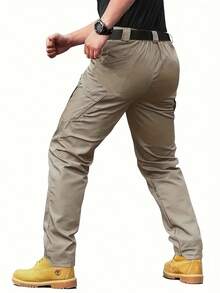 Men's Tactical Pants With Multiple Pockets, Waterproof Casual Pants, Wear-Resistant, Multiple Pockets - 卡其色 - 查看 8