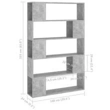 Bücherregal Raumteiler Betongrau 100x24x155 cm Holzwerkstoff