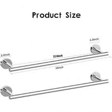 24 Inch Polished Chrome Bathroom Towel Bar, 2 Pieces Towel Racks For Bathroom SUS304 Thicken Stainless Steel Towel Holder-Yl - Chrome - View 6