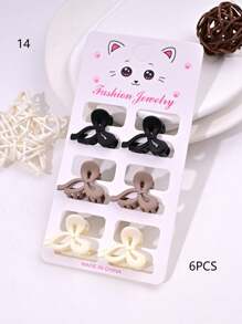 6pcs/Set Solid Color Casual Cute ABS Plastic Hair Clips, Butterfly, Flower, Heart, Square Design, Small Size Matte Black Bangs Claws, Princess Front & Side Bang Clips, Suitable For All Seasons Summer Hair Jaw Clip