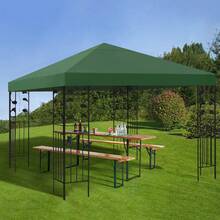 Gazebo con tetto di ricambio 3x3m, tetto per gazebo, copertura per tetto per giardino, copertura per gazebo, telone di ricambio per tenda da tetto, robusto gazebo per barbecue, telo di ricambio per copertura di ricambio - Verde Scuro - Visualizzare 8