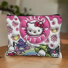 Sanrio 1pc For Hello Kitty Large Cosmetic Bag - Vibrant Pink With Playful Design, Polyester, Perfect For Skincare, Makeup & Travel Essentials - Ideal Christmas, Valentine's Day & Birthday Gift, Makeup Storage | Playful Pattern Bag | Bag, Cosmetic Travel Bagvacation Summer Holiday Back To School School Stuff Bag For School Travel Bag For Women Makeup Bag For Travel