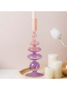 1 pieza Candelabro de vidrio creativo y sencillo, florero artístico para decoración del hogar, sala de estar y mesa, ideal para insertar flores secas