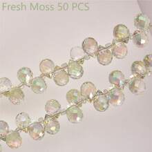 QYDCX Mărgele de sticlă cristalină 8x10mm 20/50 buc, mărgele de cristal fațetate pentru confecționarea bijuteriilor, mărgele de sticlă strălucitoare în formă de lacrimă pentru colier, brățară, cercei, artizanat DIY