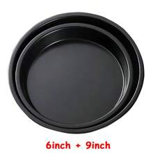 6-10inch Black Carbon Steel Circular Pizza Baking Tray Anti Stick Cake Baking Pan Microwave Oven Baking Tray Pie Tray Cookie Trays For Kitchen Restaurant