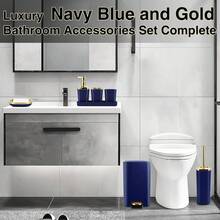Navy Blue Bathroom Accessories Set 8 Piece And Blue, - 1 - View 5