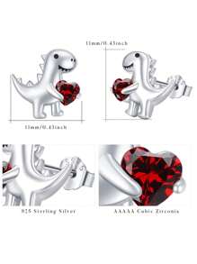 1 Paar süße S925 Sterling Silber Dinosaurier Ohrstecker, geeignet für täglichen Gebrauch von Frauen, Geschenk für Schwestern, beste Freunde, Geburtstag, Jahrestag