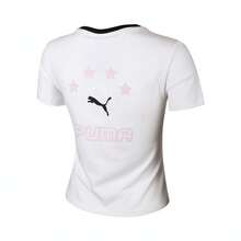 Puma Women's Behind The Green Short Sleeve Knit Crew Neck T-Shirt 63307302 - White - View 2