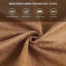 HIFIT 58" Loveseat Sofa Couch, Mid Century Modern Faux Leather Couch With Hand-Sewn Deep Love Seat & 2Pillows, Home Sofa Living Room Small Couches For Small Space,Bedroom,Office,Solid Wood Frame,Brown - 1 - 查看 9