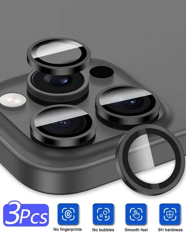Voor 16 Pro/ 16 Pro Max cameralens beschermfolie, onafhankelijke metalen ring gehard glazen lenskap, mobiele telefoonaccessoires, [sterke adsorptie] krasbestendige dunne HD transparante lenskap, 1 set - zwart mat cadeau voor verjaardag, familie, vrienden gelegeerd metaal met gehard glazen volledige afdekking, lensbeschermer