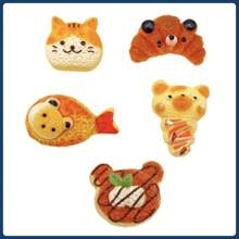 5pcs Miniature Food Toy Cartoon Bread Decor Magnetic Stickers, Realistic Simulation Food Stickers, Creative Fridge Magnets, Cute Decorative Accessories For Office Desk, Kitchen, Whiteboard, Storage Cabinet, Valentine's Gift