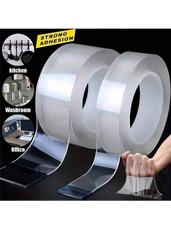 1 Roll Of Double-Sided Tape, Width 2cm/0.78in, High Viscosity Transparent Nano Acrylic Tape, Wall Car Seamless Waterproof Strong Tape, High Temperature Resistant Tape, Strong Tape