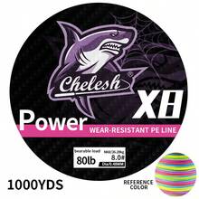 Chelesh 1000m 8 股 PE 编织鱼线，每种颜色 1 米，黄色，多种强度选择，适用于海钓和淡水钓鱼，高耐磨，钓鱼礼物 - 彩色 - 查看 16