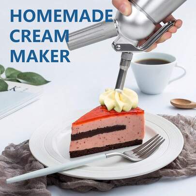 Professional Whipped Cream Dispenser 500ml,Sturdy Aluminum Body and Head,Cream Maker with 3 Decorating Nozzles,Use Standard 8 Gram N2O Chargers (Not Included)