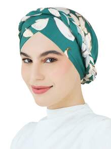 Gorro musulmán de mujer con estampado, turbante tejido, cubierta para la cabeza para cáncer, quimioterapia, árabe, gorro, gorro de lana de moda para pérdida de cabello