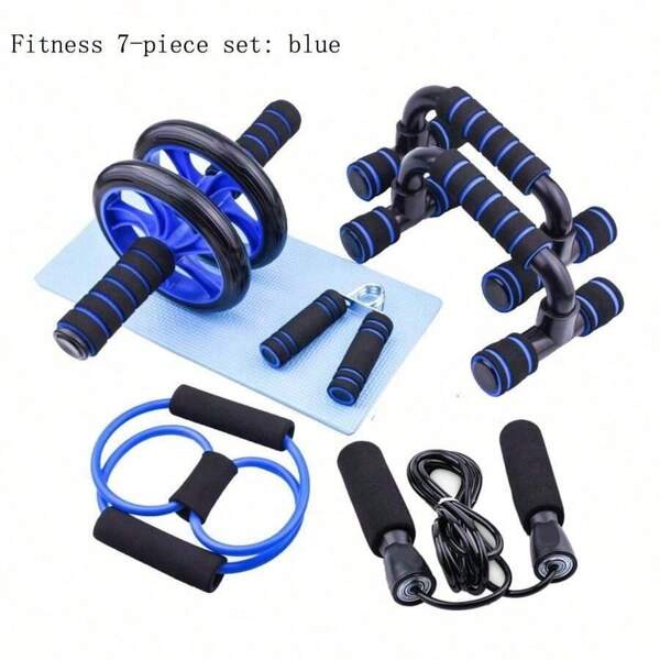 7pcs Multi-Functional Training Machine, Suitable For Home Abdominal Exercises, Including Small Indoor Abdominal Wheel, Push-Ups, Resistance Bands, Skipping Rope And Other Home Combination Sets Of Multi-Functional Sports Comprehensive Training Fitness Equipment Sets (Kneel Pads With Random Colors) Gym Accessories, Sport, Gym, Home Exercise, Abdominal Wheel, Abdominal Roller