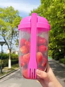 1 buc. cană pentru salată 1000 ml/33,8 oz cu capac și furculiță, cană shaker pentru salată, cană pentru salată de mic dejun, cană tip Mason cu capac și lingură, cană pentru iaurt, cană shaker din plastic pentru legume și fructe, cană shaker pentru masă de fitness cu salată - Multicolor - View 15