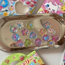 15pcs Y2k Crystal Marbles Stickers 3d Laser Sparkling Heart-Shaped Animal Mobile Phone Case Stickers School Supplies, Back To School