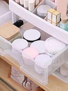 1pc Makeup Organizer Storage Box, Large Capacity Portable Travel Makeup Case, Waterproof Dustproof Jewelry Box, Multi-Layer Display Rack For Lipstick, Nail Polish, Stationery, Suitable For Living Room, Bedroom, Bathroom, Dorm, Desk