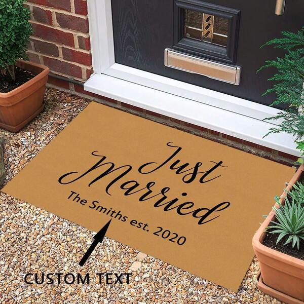 Personalized Welcome Mat - Customizable Non-Slip Rubber Bottom Indoor/Outdoor Doormat, Suitable For Entryway, Living Room, Bedroom, Dining Room - Perfect Home Decor, Wedding Anniversary Or Engagement Gift, Ideal For Couples, Bridal Shower Back To School