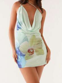 Women's Mini Bodycon Dress Loose Fit Stylish Floral Print/Solid V Neck Sleeveless Dress For Spring Summer